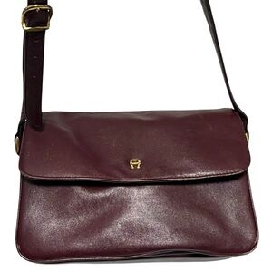 Etienne Aigner Burgundy Leather adjustable strap crossbody bag